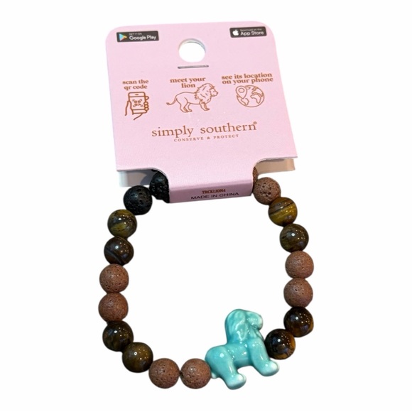 Simply Southern Jewelry - Simply Southern Brown & Black Lava Beads with Blue Lion Tracker Bracelet